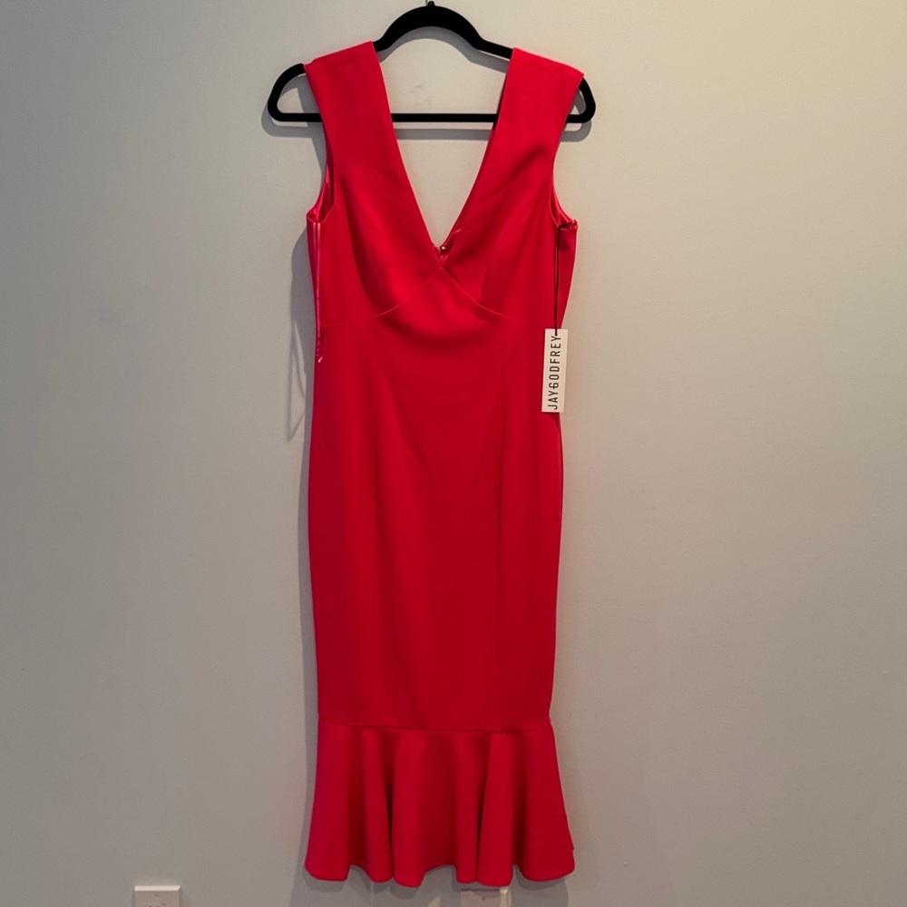 Jay Godfrey V-Neck Flounce Hem Sheath Dress